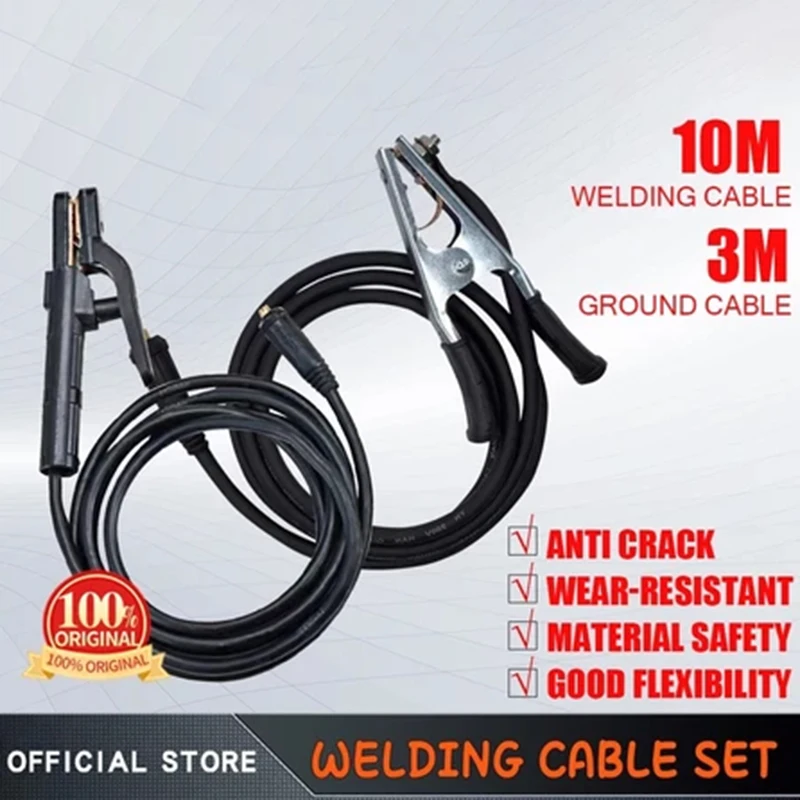 ✰✪Welding Cable 5/7/10 M + Ground Cable 2/3 M Combo Set With Electrode Holder And Connector Universal Welding Cable Set
