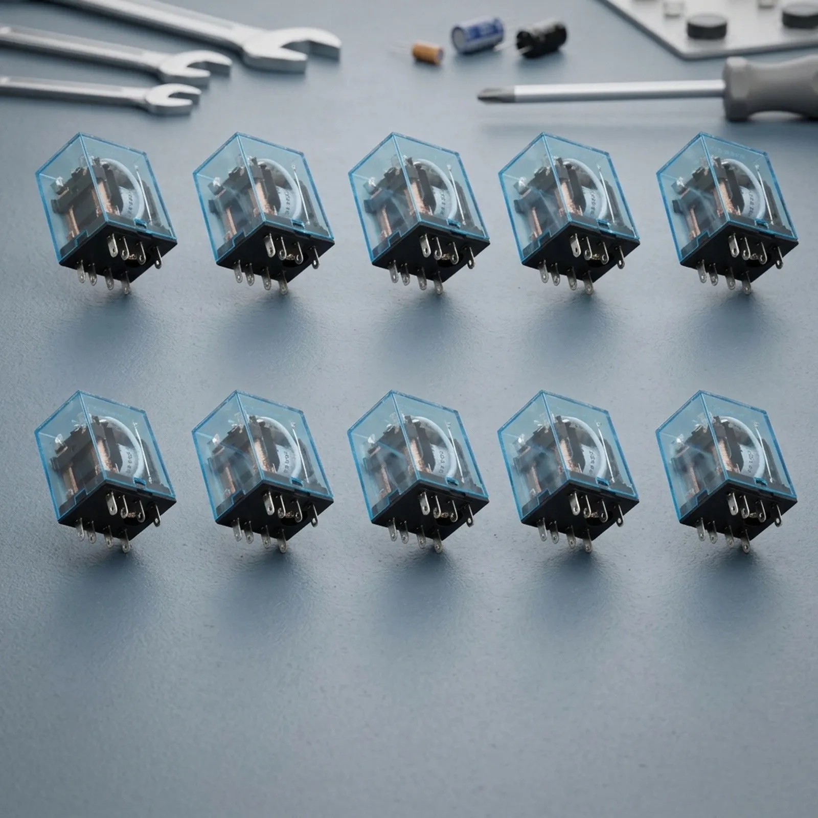 10pcs Power Relay 24V 8 Pin Coil Copper Coil DPDT Strong Conductivity W Shell 10A HH52P MY2N-J Silver Contacts