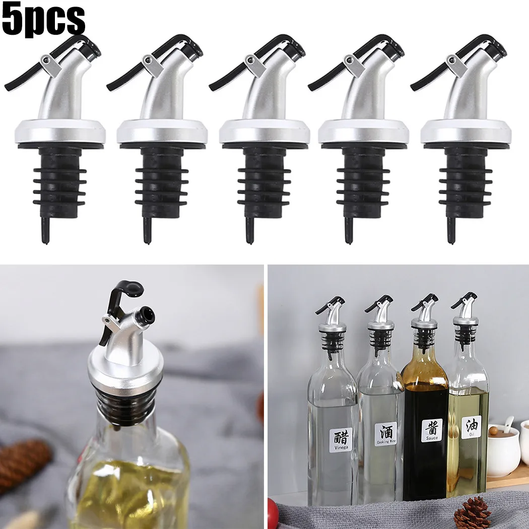 

5Pcs LiquorPourer Flow Wine Bottle Pour Spout Stopper Oil Olive Stopper Dispenser With Dust Kitchen Tools Accessories