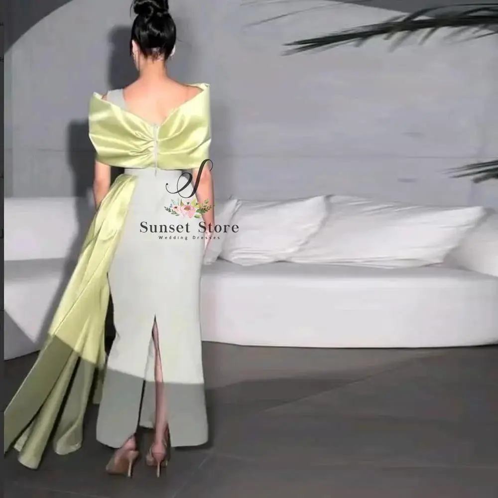 Vestido de noche con hombros descubiertos y contraste personalizado, hasta el tobillo, con un hombro, فستانmaveracon abertura