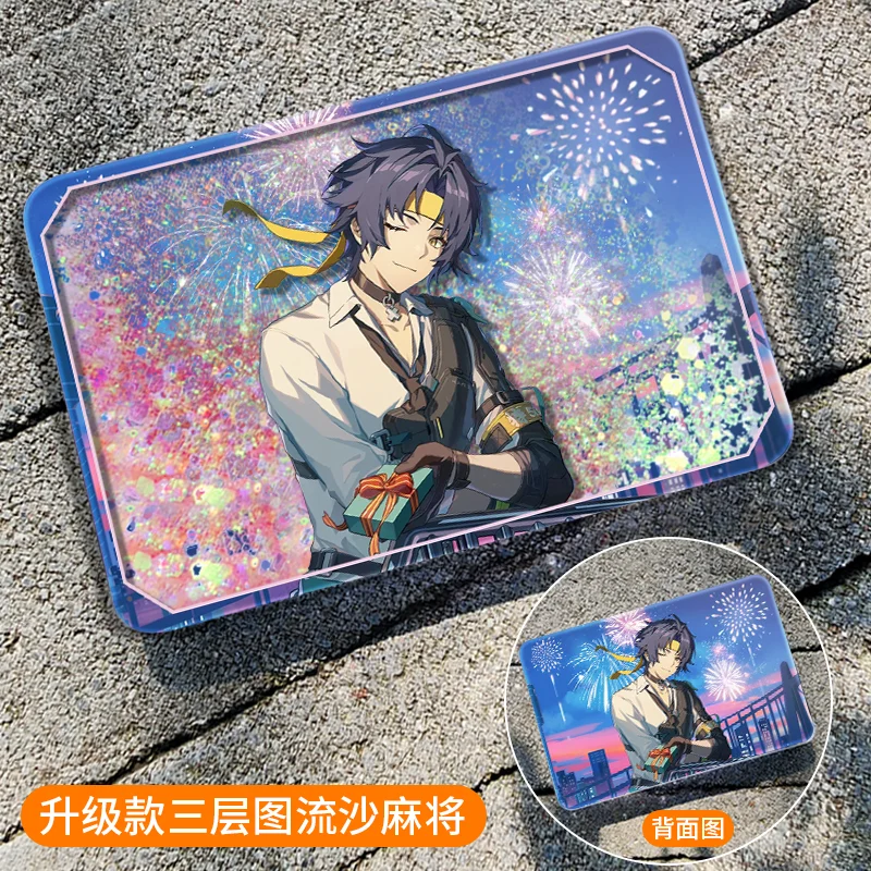 

Anime Zenless Zone Zero Asaba Harumasa Cosplay Cartoon Acrylic Quicksand Card Brick Mahjong Figure Stand Desktop Ornament Gift