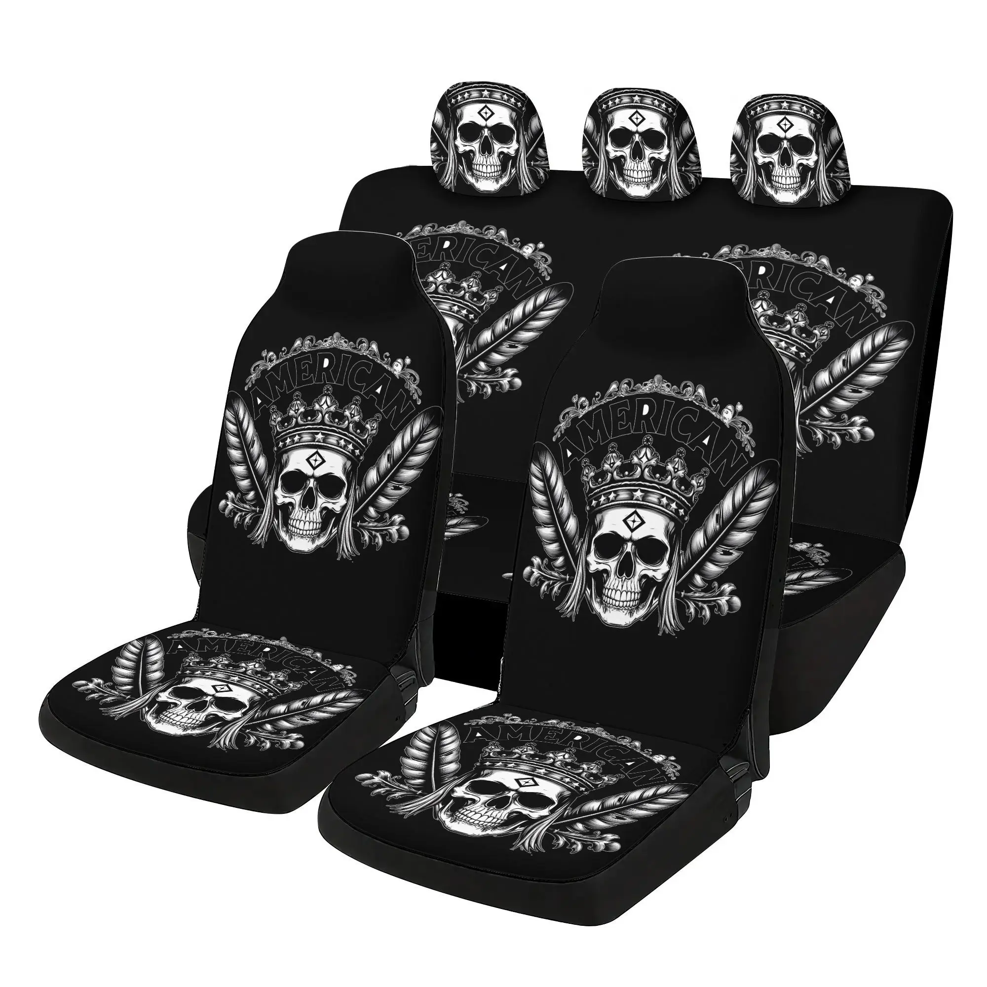 Spider-Pattern Seat Cover Set For Five-Seater Vehicles Unisex Design Enhances Driving Comfort And Elevates Your Car's Interior S