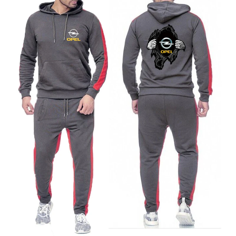 2024 opel neuer Druck einfarbig bequem lässig Herbst Männer Hoodies Hosen zweiteiligen Trainings anzug trend ige Sportswear Set