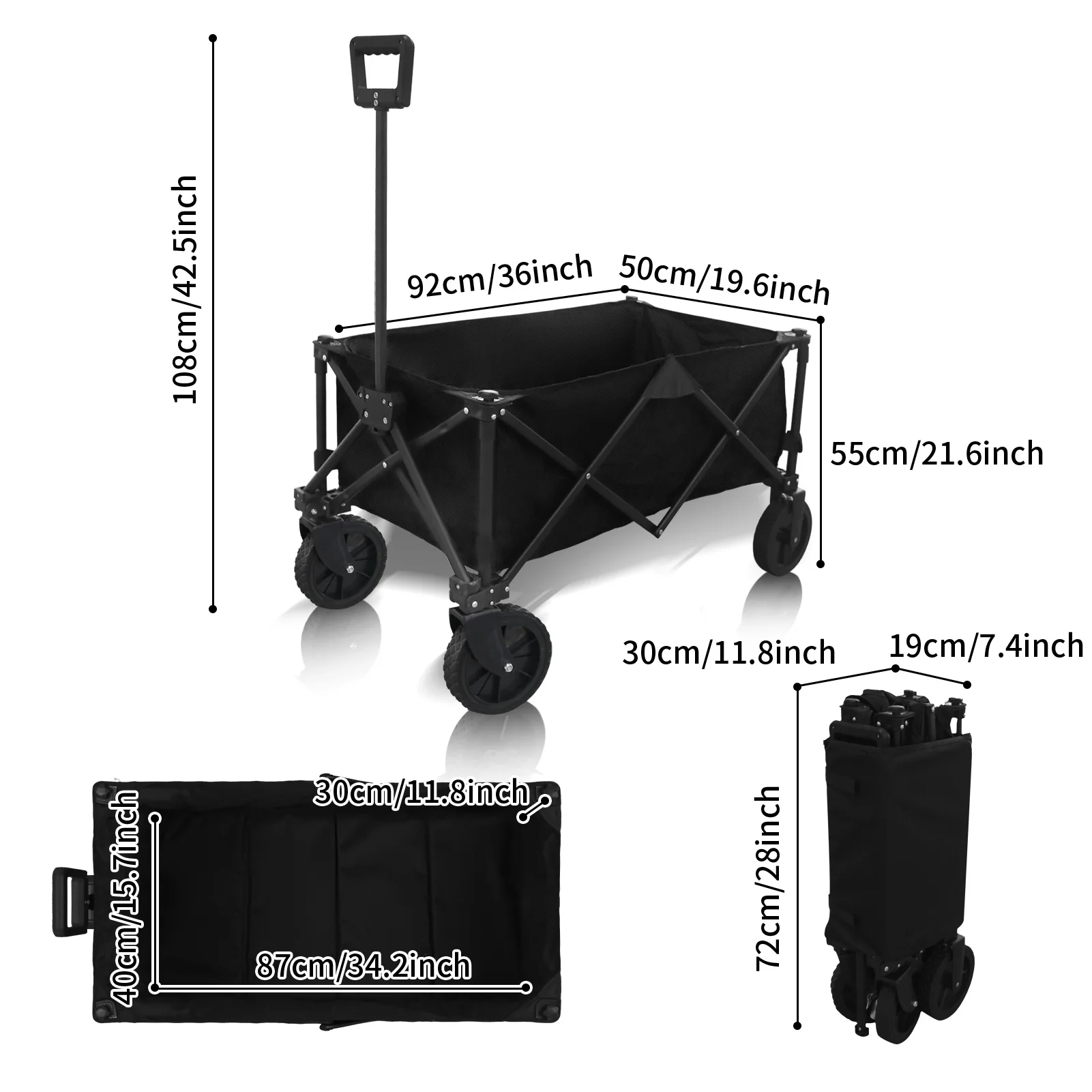 عربة قابلة للطي في الهواء الطلق عربة محمولة سعة كبيرة متعددة الوظائف الناقل عربة اليد عربة التخييم الشاطئ نزهة عربة بعجلات #6