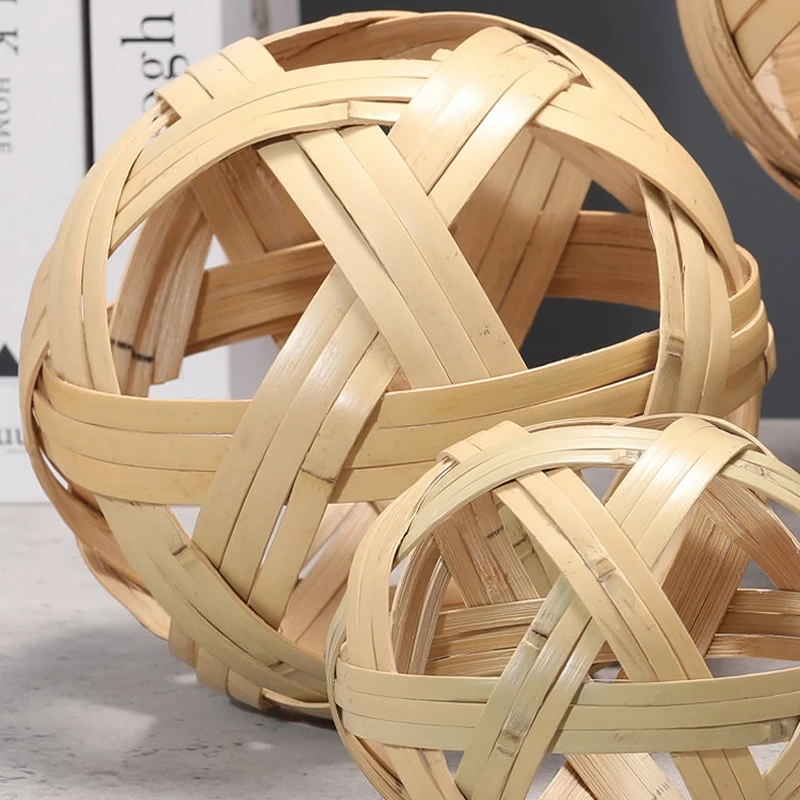 레트로 쿠주 볼 댄스 공연 소품 전통 중국 대나무 축구공 수제 대나무 직조 축구공 1개