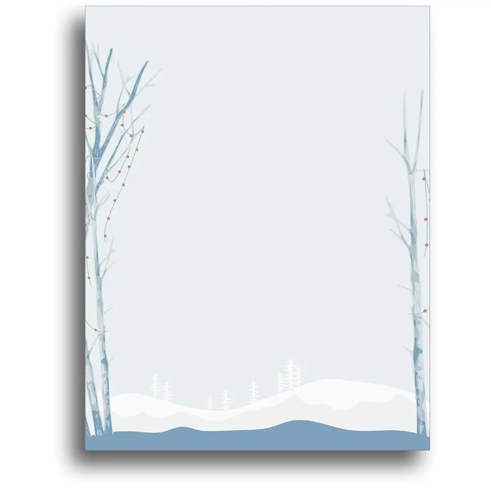 

Праздничная бумага для канцелярских принадлежностей Blue Birch Trees - 80 листов - 8,5 x 11 дюймов - Сезонная праздничная бумага для принтера для писем, листовок и открыток