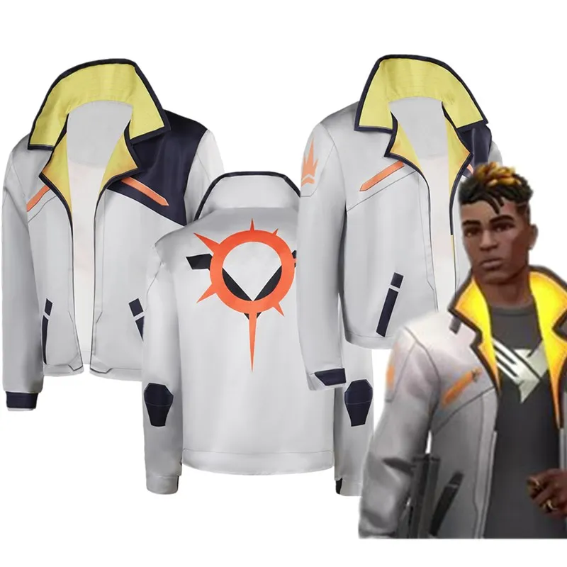 VALORANT-Disfraz de Cosplay de Phoenix para hombre adulto, chaqueta de fantasía, abrigo de juego, trajes de Halloween, traje de fiesta de Carnaval