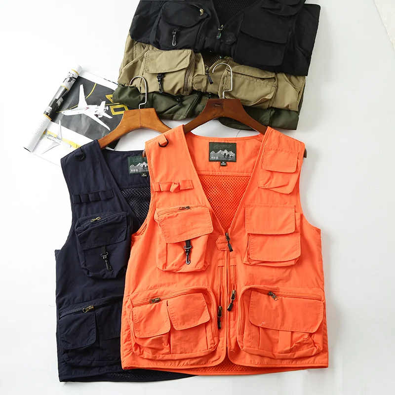

Мужской дышащий жилет для активного отдыха и альпинизма с V-образным вырезом, функциональная рабочая одежда с многокарманным дизайном