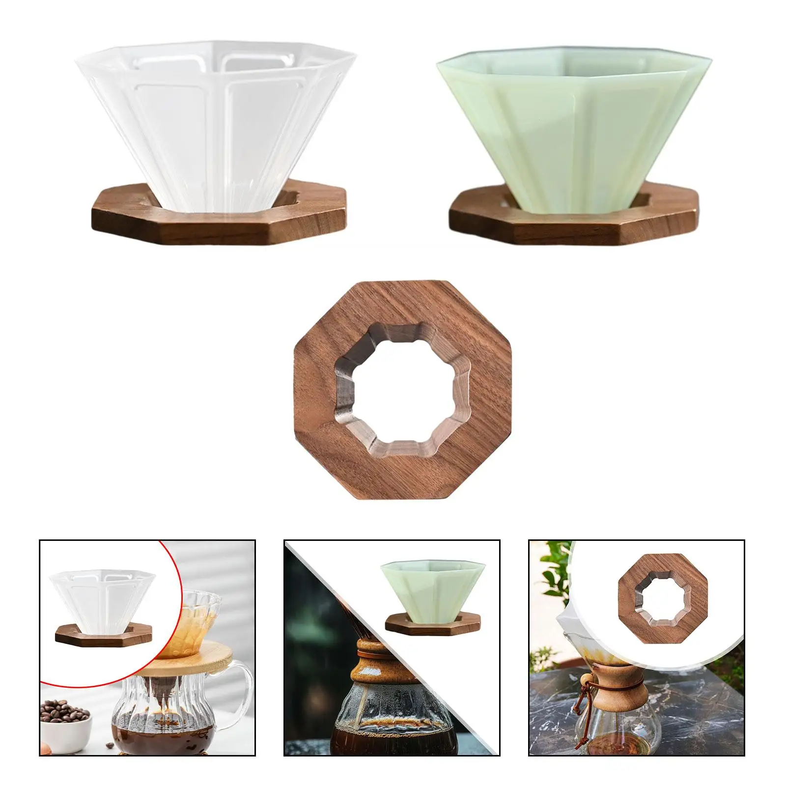 Origami Coffee Cup Dripper Coffee Cup with Walnut Wood Holder Lightweight Portable Sturdy Drip Coffee Maker Coffee Filter Cup