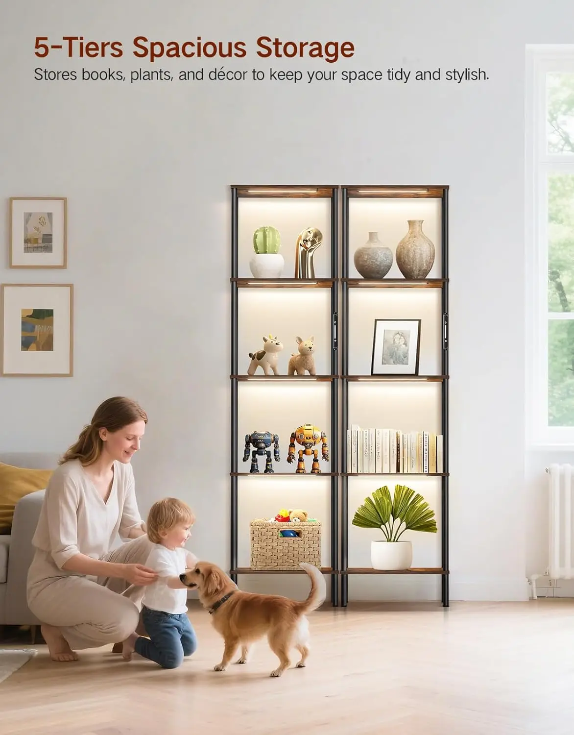SGIAWETA 5-Tier LED Display Shelves in a room setting