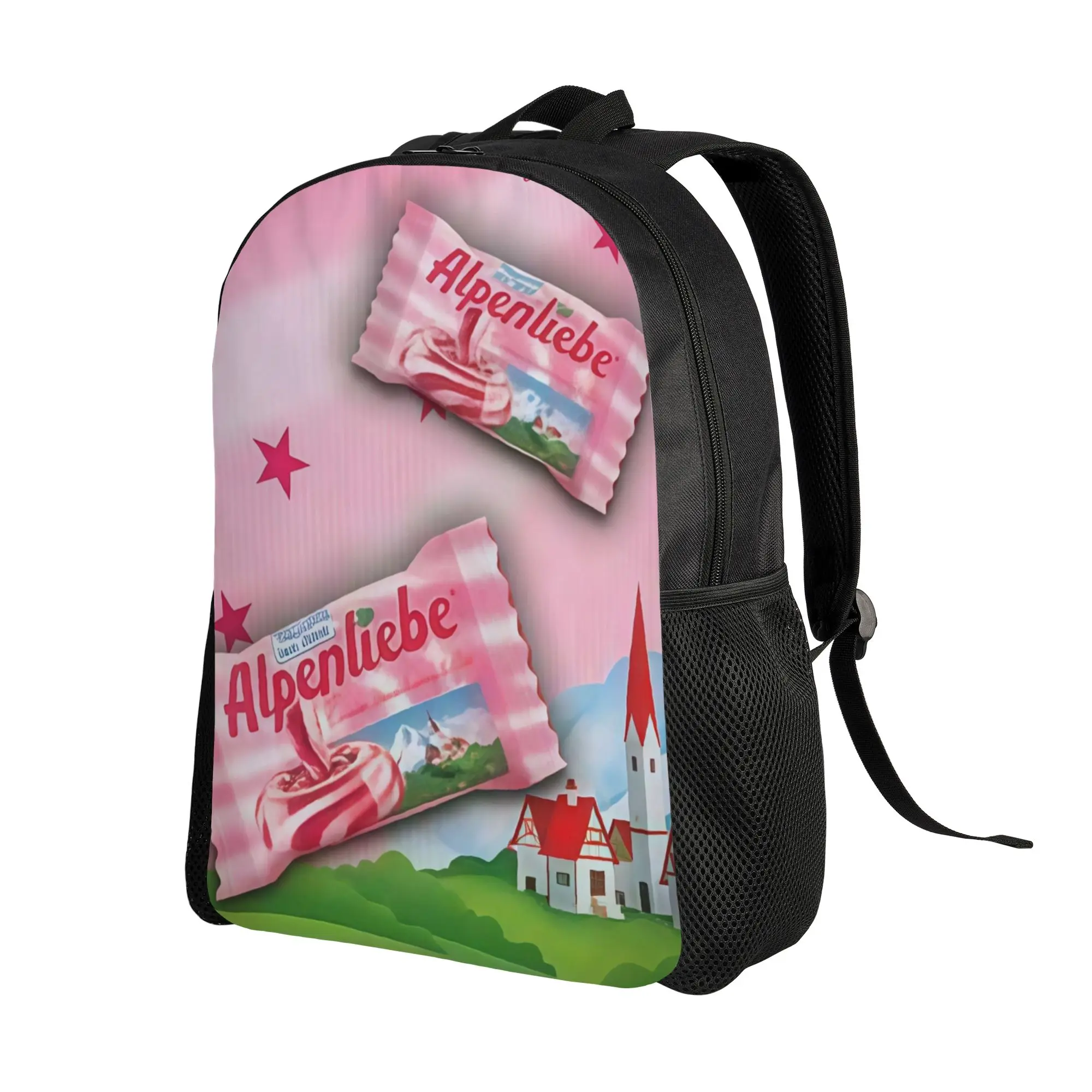 A-Alpenliebee Creamy Strawberry Toffee Candy Schoolbag Students Sporty Fashionable mochila Large Capacity Bag Back To School
