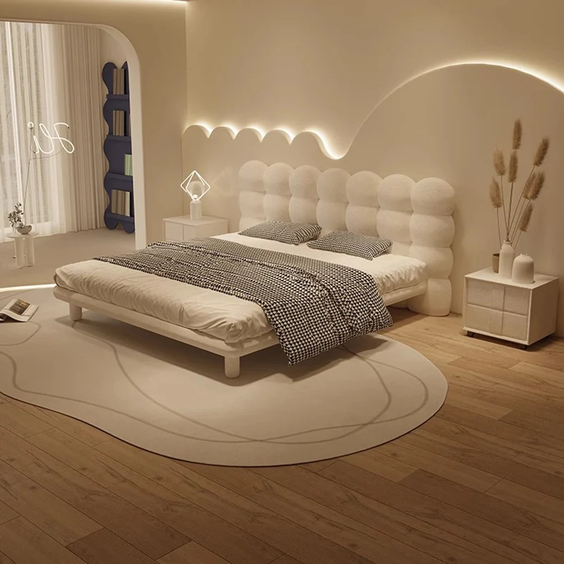 Bedroom Double Bed Modern Sofa Girls Wooden Design Loft Sleeping Platform Full Massage Bed Simple Princess Cama Home Furniture