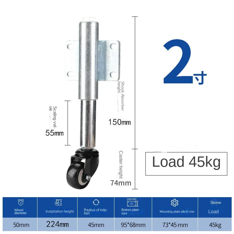 Universal PU Gate Roda, Primavera Carregada Rodízio giratório, Heavy Duty, 110lbs Capacidade de carga, porta rodas, componente móveis, 2