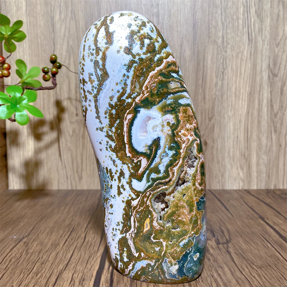 Natural Big Gemstone Marine Ocean Jasper Free-Form Ornaments Mineral Quartz Reiki Spiritual Therapy Lucky Energy Home Decoration