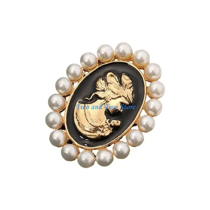 

HX6F Delicate Rhinestones Cameo Brooch Antique Pin For Scarf Purse Hat Embellishment Fashion Jewelry Elegant Accessory