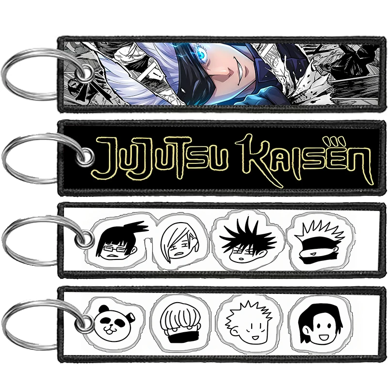 Jujutsu Kaisen Gojo Car Keychain for Driver Key Chain for Men Gifts SOCCER FOOTBALL Print Motorcycle Key Tag Embroidery Trinket