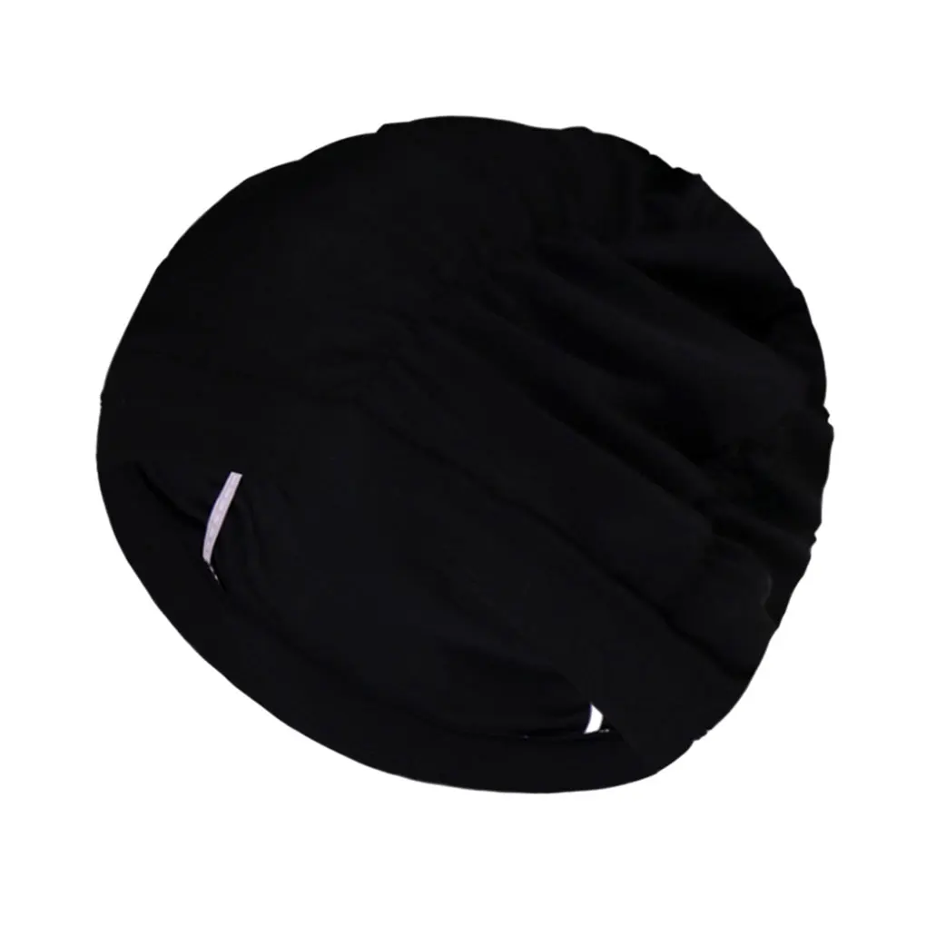 Bonnet de bain en tissu imperméable pour femme, léger, réglable, noir, rester confortable