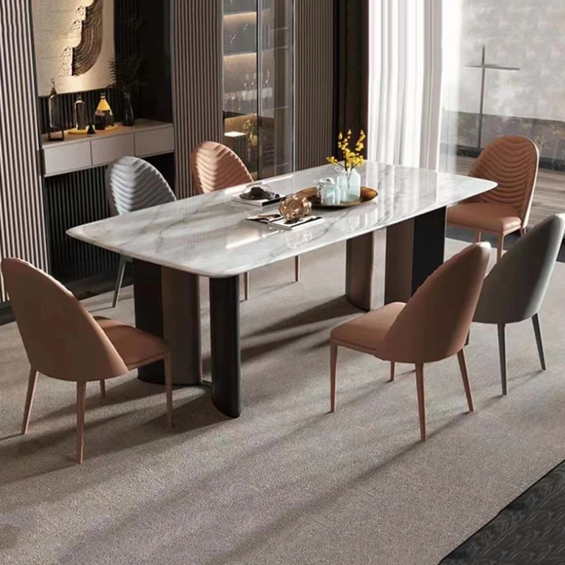 

Italian Designer Dining Table Chairs Waterproof Metal Modern Kitchen Dining Table Luxury Nordic Mesa De Jantar Home Furniture