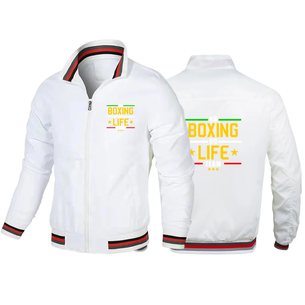 

No Boxing No Life Gym 2025 весна осень мужская тонкая куртка-бомбер уличная спортивная гоночная байкерская куртка в полоску одежда