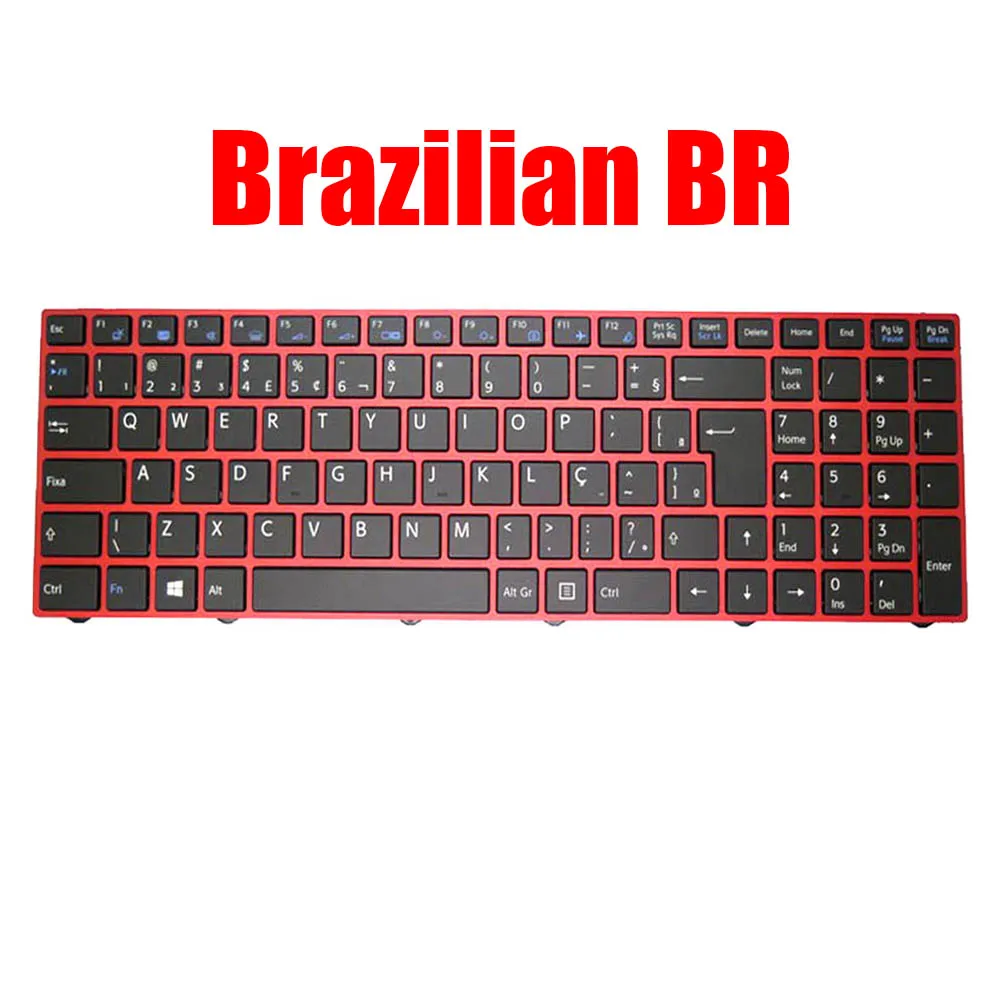 

Laptop Keyboard CVM15F28PAJ430U 6-80-N25U0-330-1P2 Brazilian BR Black With Red Frame With Backlit