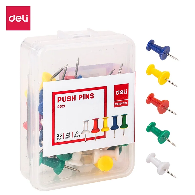 Deli 35 Stks/doos Push Pin 23Mm 5 Kleuren Kantoor School Briefpapier E0021