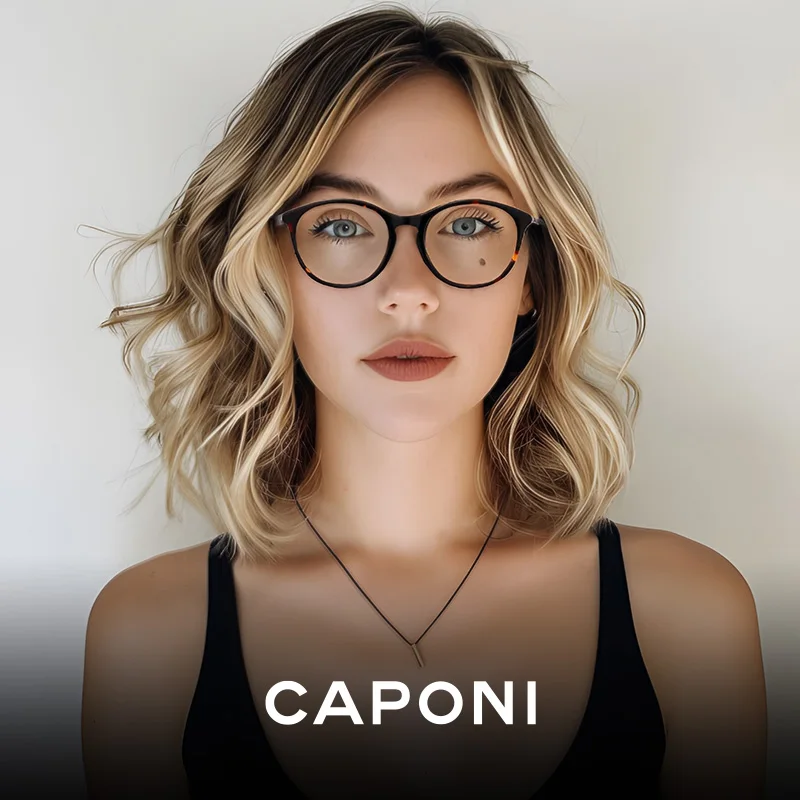 

CAPONI Cat Eye Anti Blue Light Glasses Women Trendy New Brand Design Acetate Spectacles Frames Computer Eyeglasses UV400 JF3391