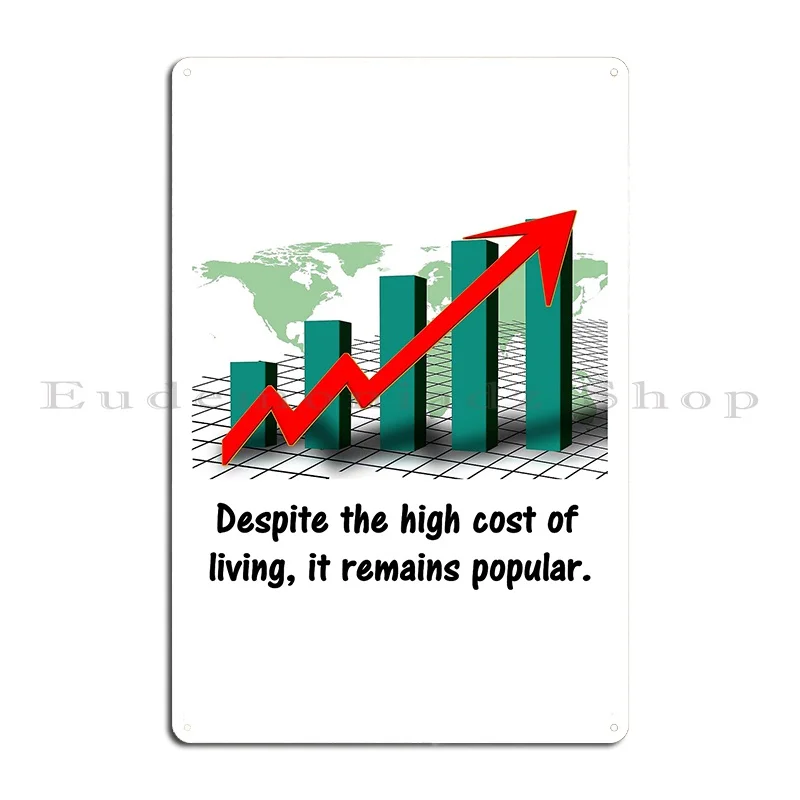 Despite The High Cost Of Living It Remains Popular Metal Plaque Printing Rusty Living Room Design Club Tin Sign Poster