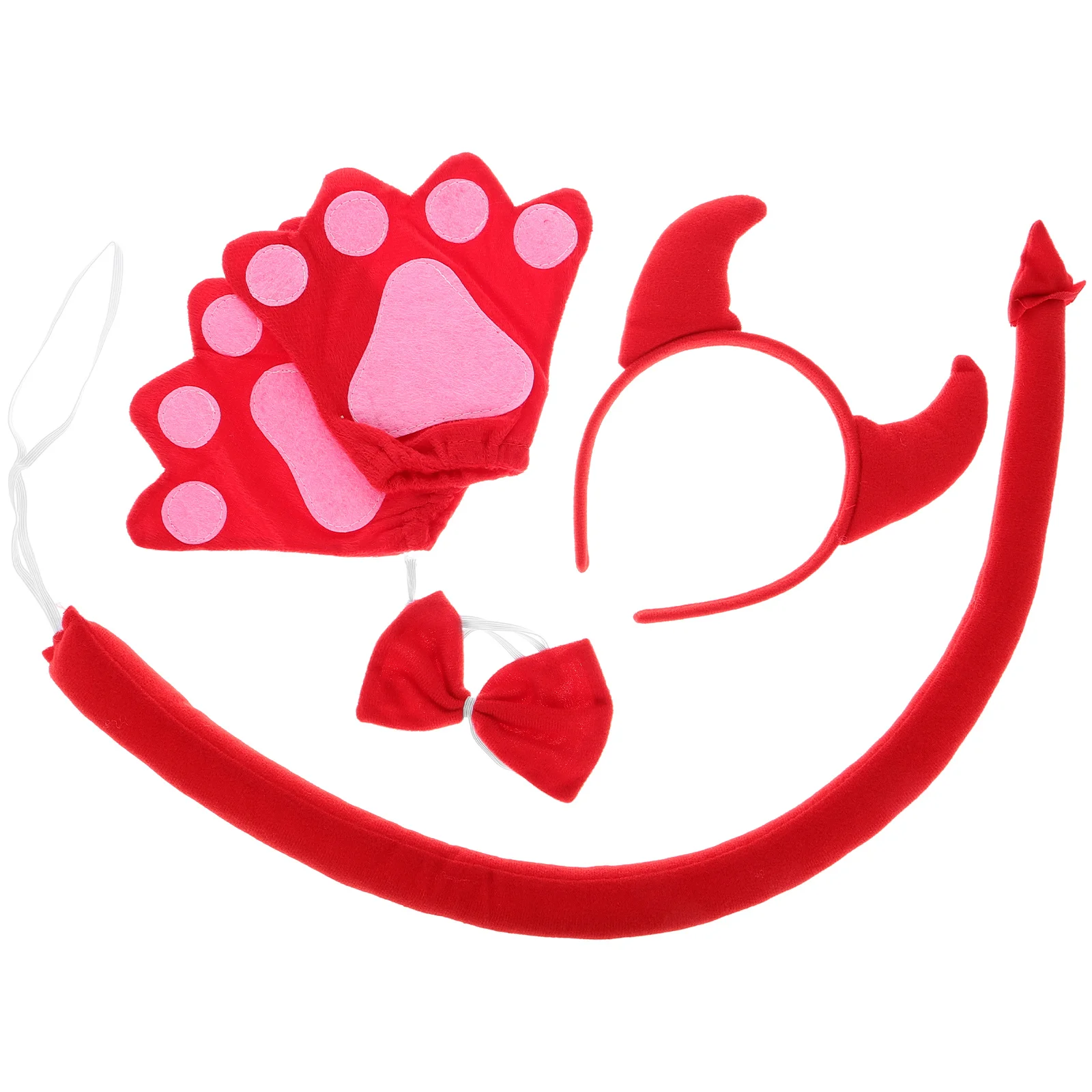 1 Juego de diadema con cuernos de diablo, conjunto de disfraz con pajarita y cola, accesorio de vestir para fiesta de Halloween, accesorios de Cosplay para cumpleaños