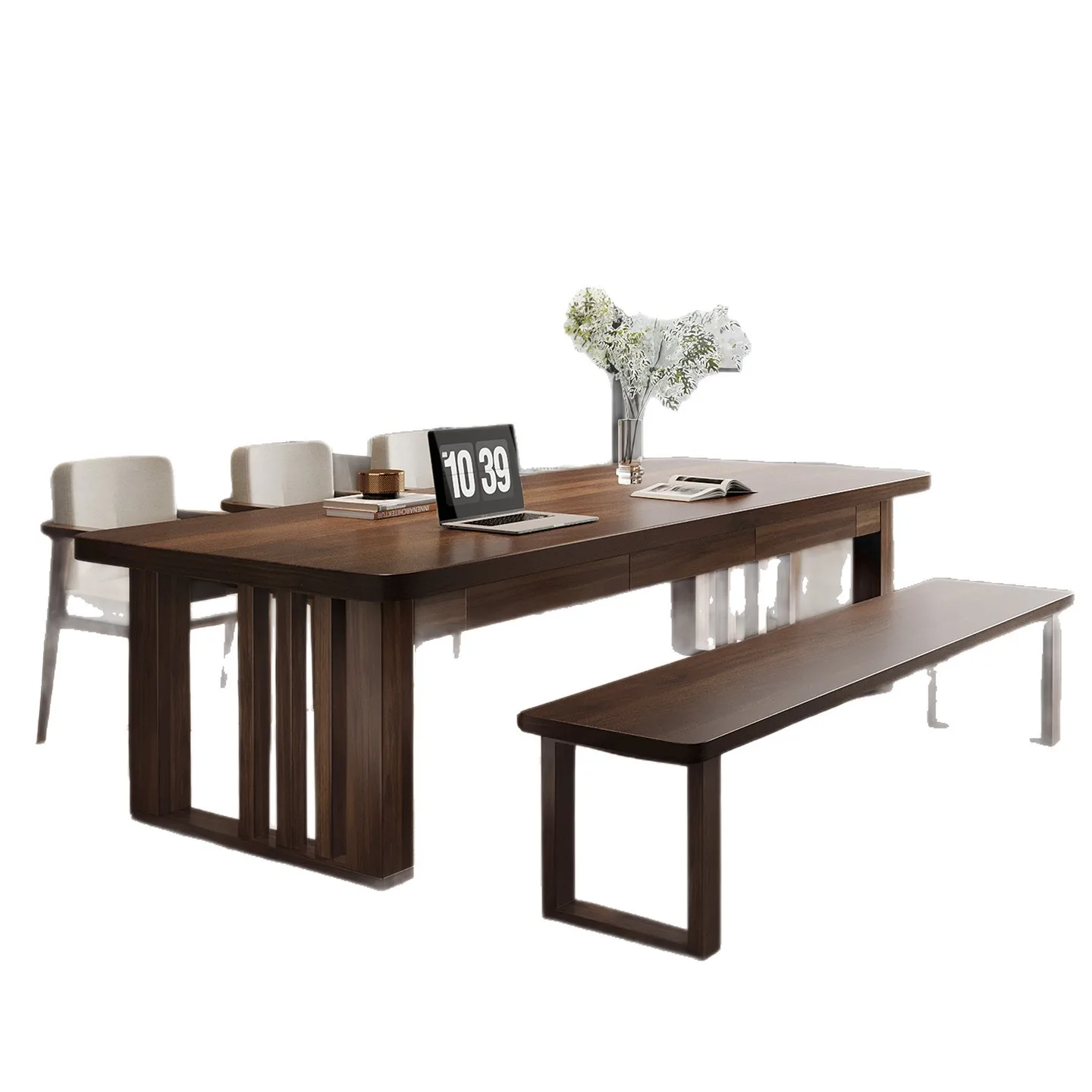 

Walnut large desk to the living room, home reading table, conference office long table, log dining table, solid wood