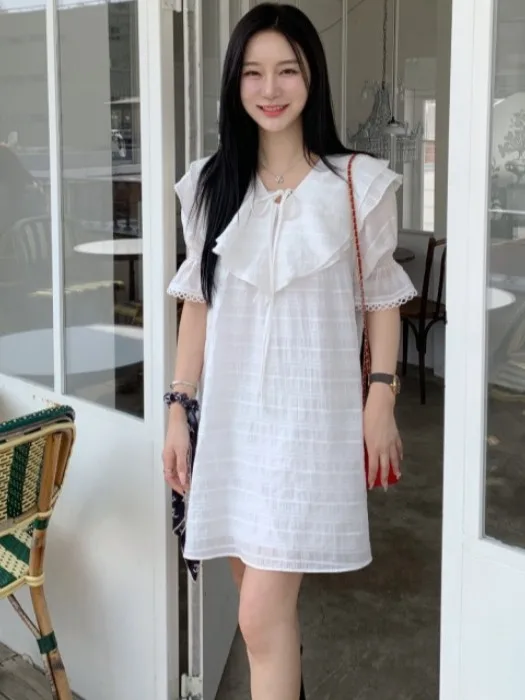 ชุดเดรสทรงหลวมสไตล์หวานแบบใหม่สำหรับฤดูร้อน ลายจีบระบาย ดีไซน์น่ารัก เหมาะสำหรับใส่ไปทำงานหรือโอกาสต่างๆ...