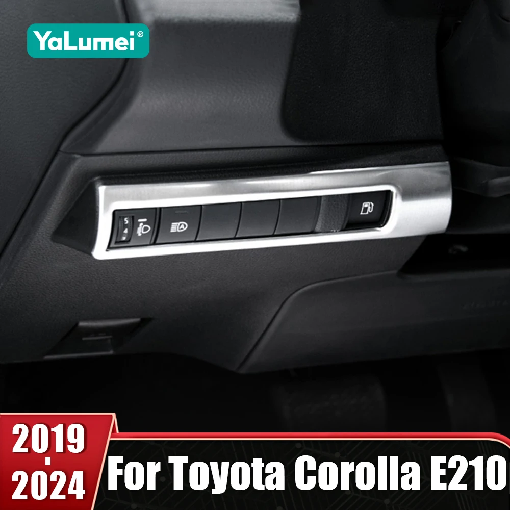 

For Toyota Corolla E210 2019 2020 2021 2022 2023 2024 Stainless Car Head Lamp Light Switch Headlight Adjustment Knob Panel Frame
