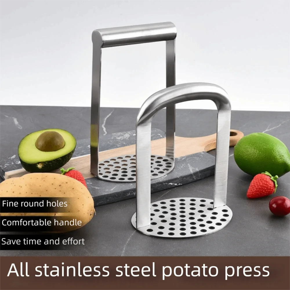 

Stainless Steel Potato Masher Manual Horizontal Handle Avocado Crusher Non-slip Multifunctional Food Smasher Kitchen Utensils