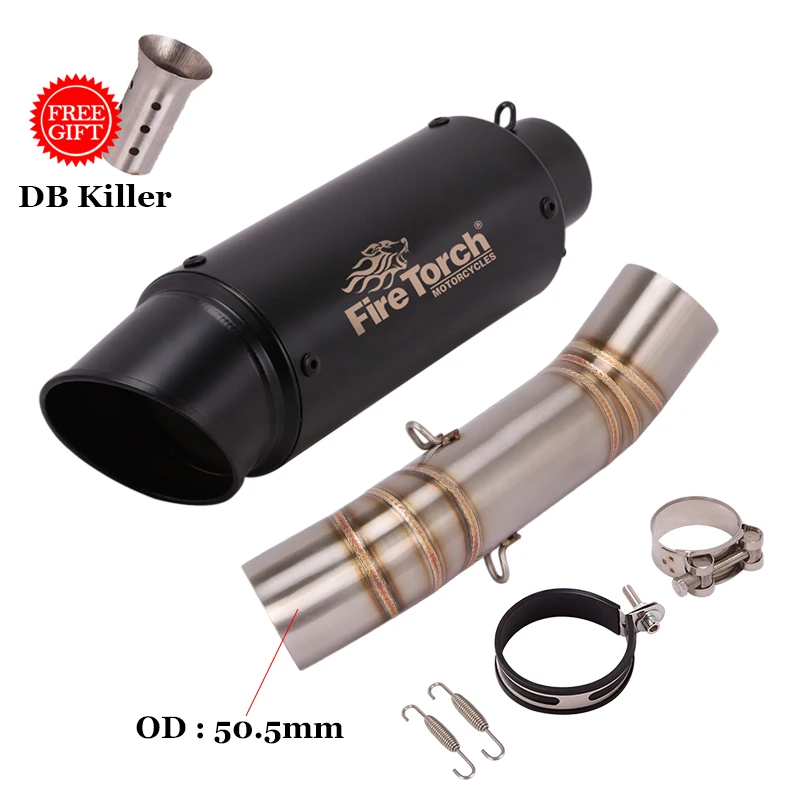 Motorcycle Exhaust Carbon Fiber Escape Mid Link Pipe 51mm With Tail Muffler DB Killer Slip On For Honda NX500 NX 500 2024 Year