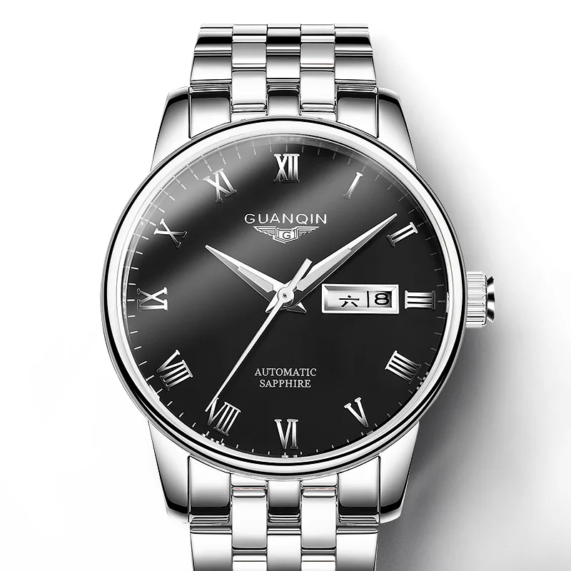 Orologio da uomo Orologio meccanico automatico originale per uomo Impermeabile luminoso in acciaio inossidabile Reloj Display doppio calendario