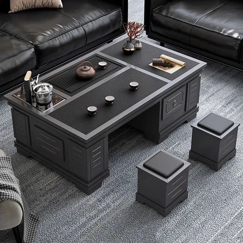 Nordic Living Room Coffee Table Black Drawers Modern Wood Coffee Table Minimalist Floor Hotel Tavolino Da Salotto Furniture