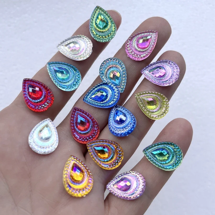 60pcs 13*18mm beautiful peacock eye drop shape show party decoration Rhinestone diy jewelry earrings Hair decoration accessories