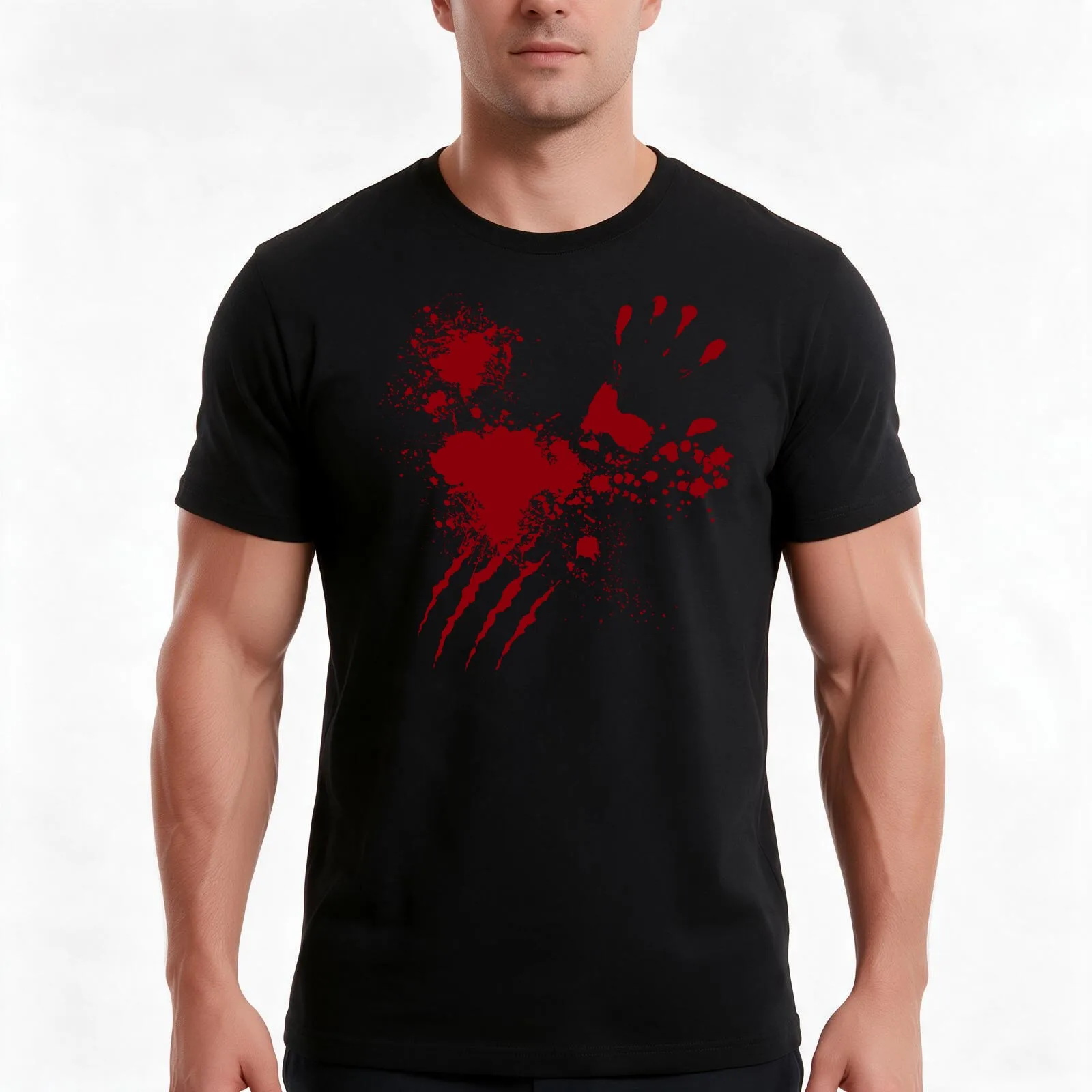 Halloween blood splatter T-Shirt, Summer Casual Cotton Tee, Oversized Streetwear Tops, Vintage Graphic Print, Unisex Men Women