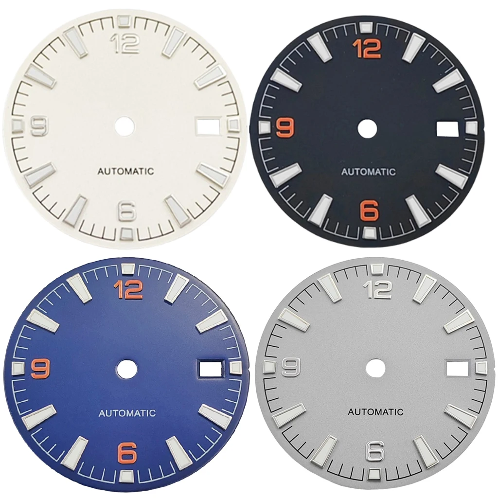 31mm NH35 Watch Dial With Date Window Green Luminous Fit 3.0 o'clock 3.8 o'clock For NH34 NH35 Movement Accessories