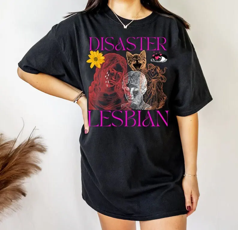 Disaster lesbian shirt funny useless single femme butch queer pride wlw