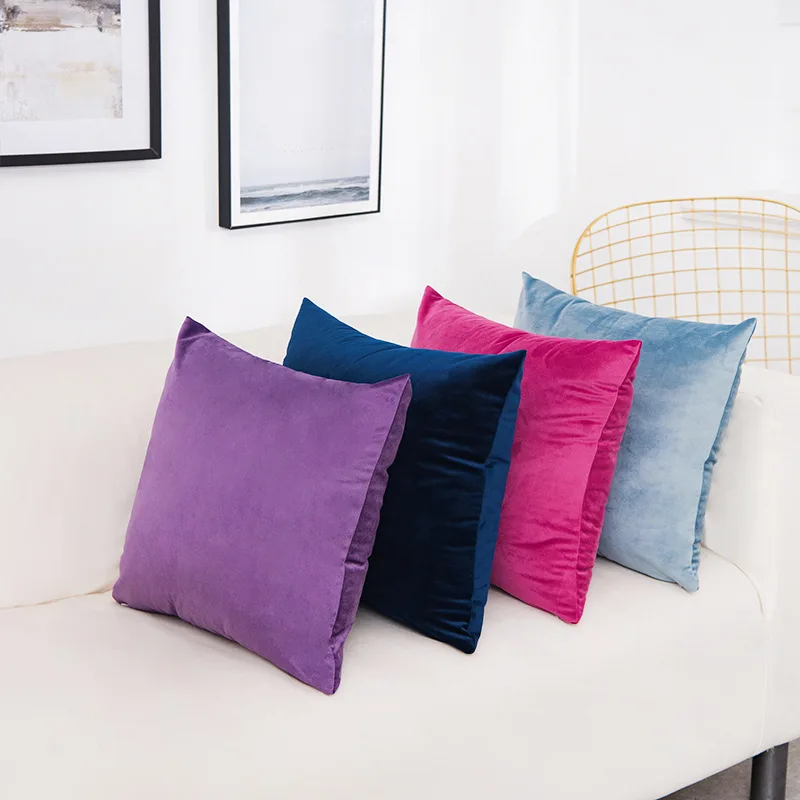 Solid Color Velvet Cushion Cover Pillowcase Pillow Cover Sofa Office Waist Back Cover Home Decor Pillowcase Pillowslip 40*40cm