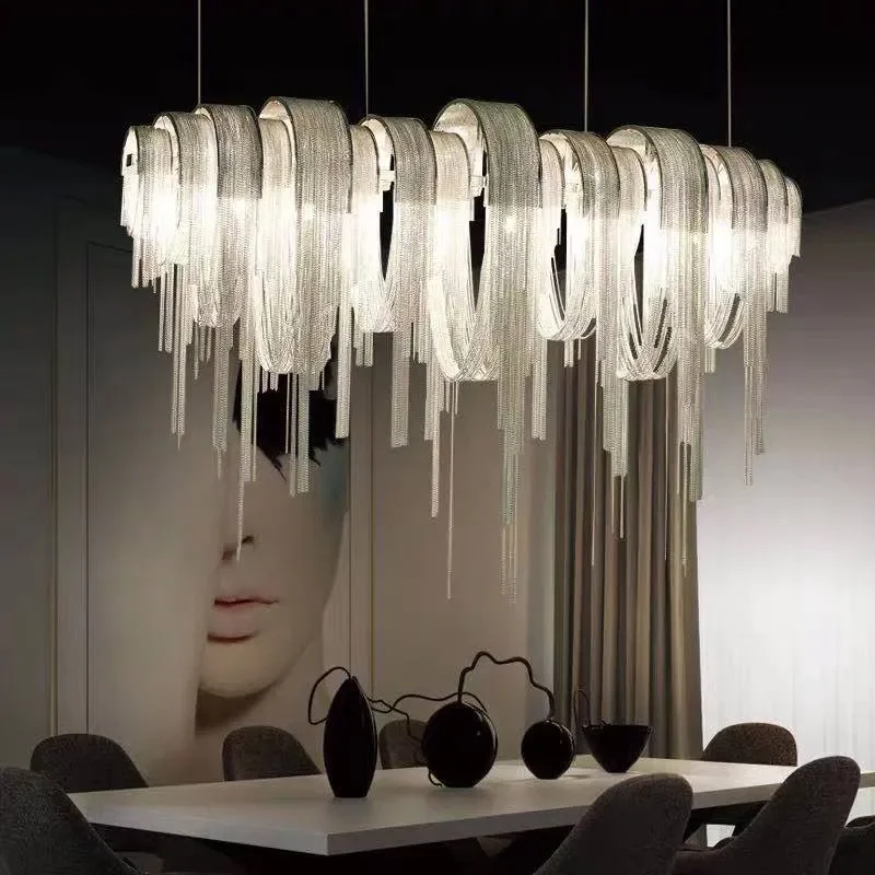 for Nordic Postmodern Light Luxury Chandelier Villa Living Room Bedroom Dining Room Italian Designer Fringed Chandelier