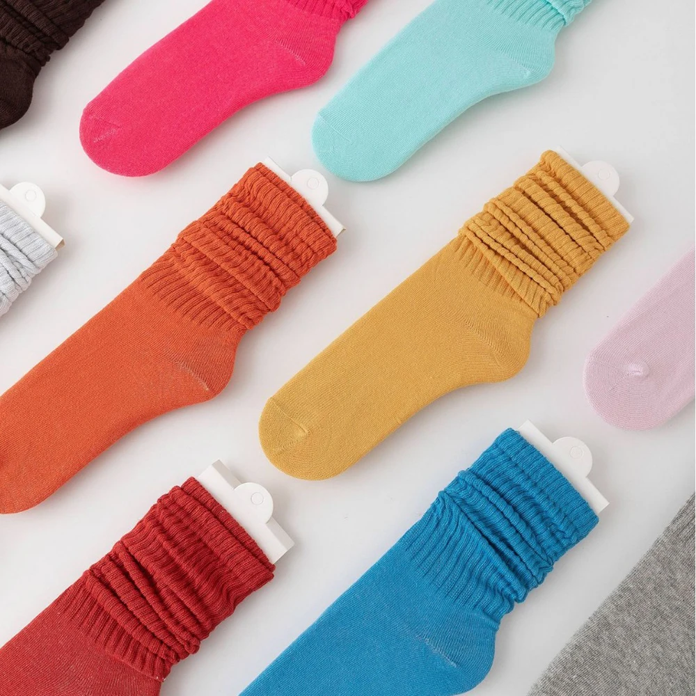 Chaussettes mi-longues plissées pour femmes, chaussettes à bulles Lolita, confortables, non boulochage, polyvalentes, automne, 1 paire