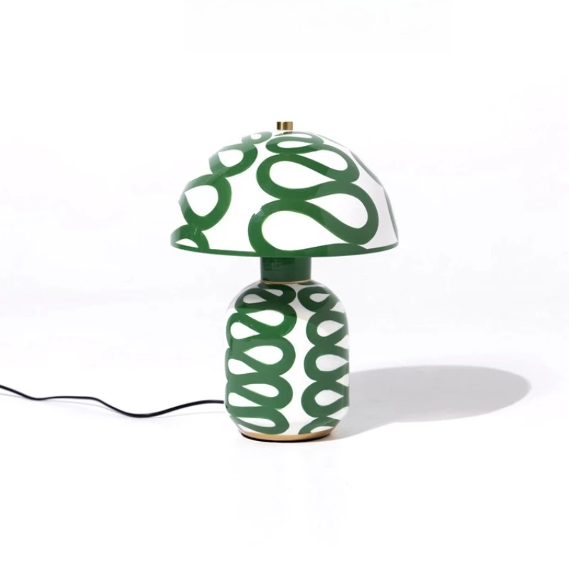 

Pottery Artist's Mushroom Lamp Glazed Green Reading Ambient Lamp Desk Lamp Living Room