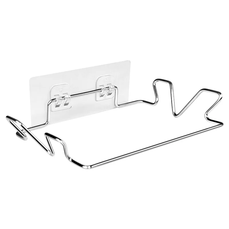 Soporte sin perforaciones de acero inoxidable para cubo en puerta