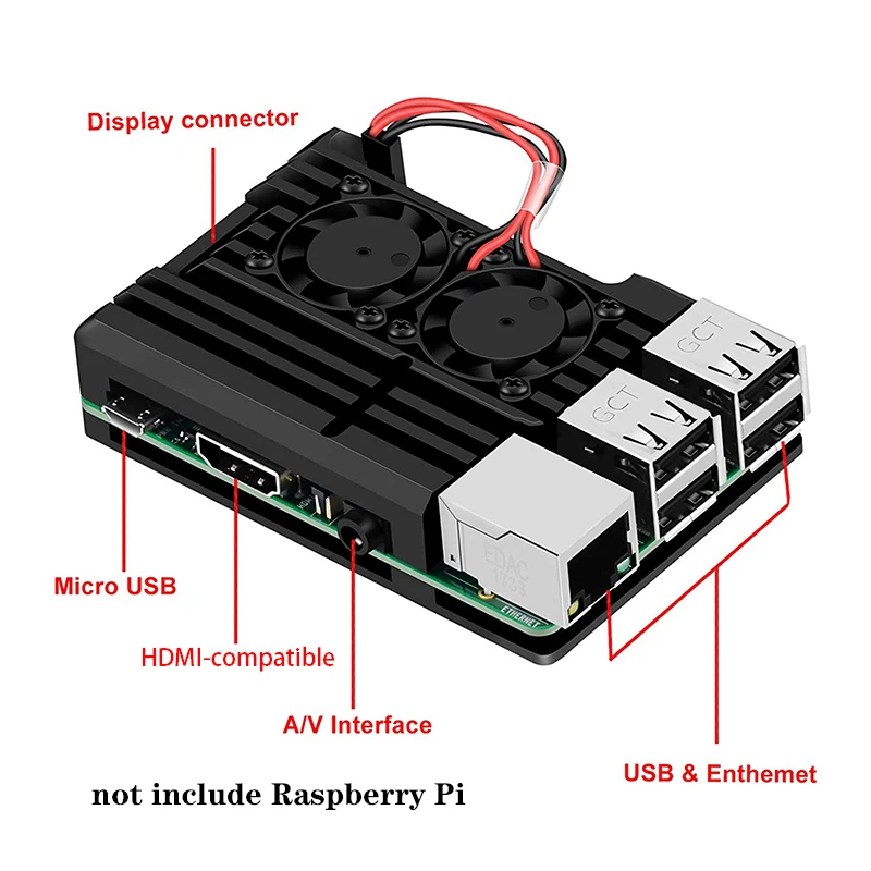 غلاف Raspberry Pi 3 من الألومنيوم مصنوع من خليط معدني لهاتف Raspberry Pi 3B 3B+