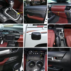 Toyota Hilux 자동차 인테리어 도어 패널 장식 스트립 장식 스티커, 자동차 액세서리, LHD, RHD, 리얼 탄소 섬유, 2015-2021