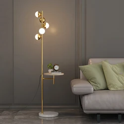 Modern Floor Lamp Nordic Standing Lamp with Round Tea Table Art Decor 5 Balls Floor Lamps for Living Room LED Sofa Floor Lights
