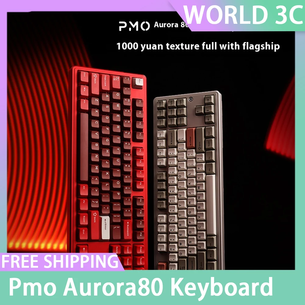 

Механическая клавиатура Pmo Aurora80, трехрежимная флагманская клавиатура из алюминиевого сплава, изготовленная на заказ клавиатура Aurora Halo с длительным сроком службы батареи