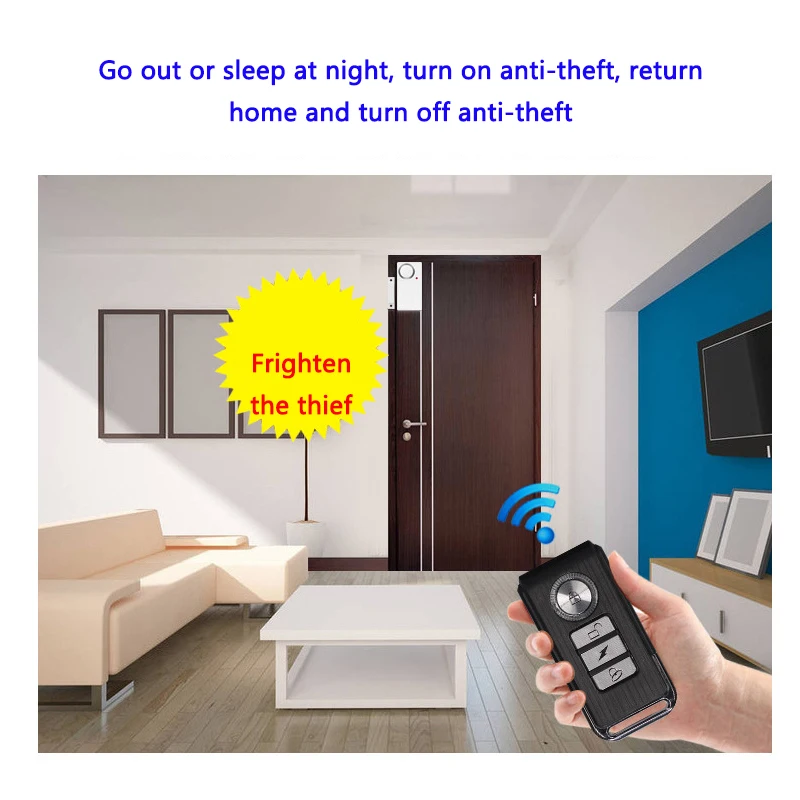 Wireless Remote Door Window Magnetic Alarm Guard Against Theft Anti Lost Vibration Detector for Home/Hotel/Shop/School Safety