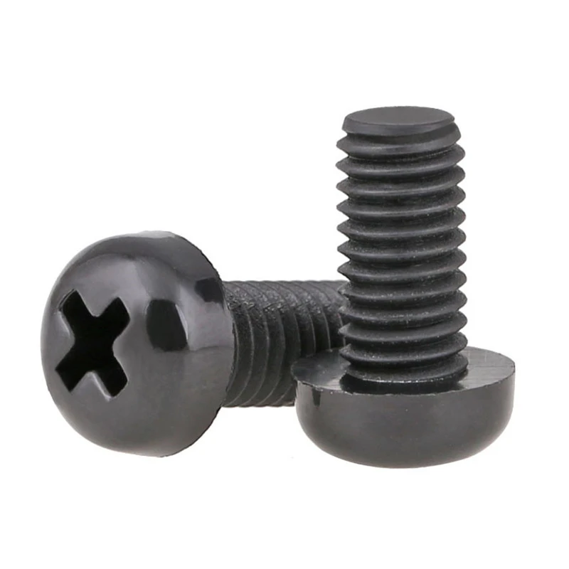 200- 1000pcs/bag M2 M2.5 M3 M4 M5 Black White Nylon Plastic Insulation Phillips Cross Recessed Round Pan Head Screws Bolts